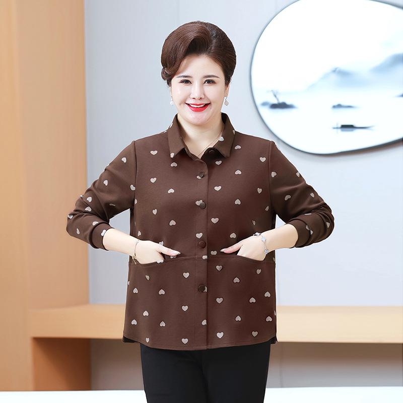 

Mid-Length Printed Trench Coat for Women: New 2025 Spring & Autumn Fashion Cardigan for Middle-Aged & Elderly 2XL