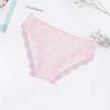 Women's Cotton Sexy Stripe Print Lace Briefs Panties Low-waist Lady Female Intimates Lingerie 6 Pcs/lot