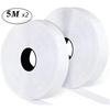 1/2/5M Starker Selbstklebender Klettverschluss Haken und Schlaufe Streifen mit Kleber Doppelseitige Montagebänder für DIY Basteln 20-50mm Weiß