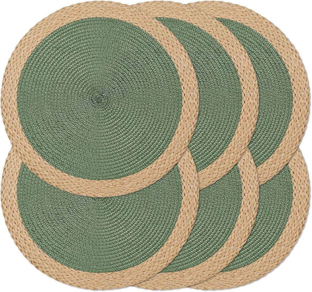 Ronde Geweven Placemats Set van 10 Tafelmatten 15 Inch Wasbaar Hittebestendig voor Eettafel Antislip Binnen Buiten Placemats