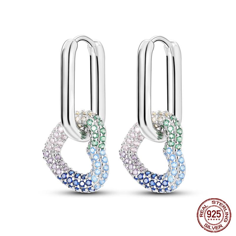 Boucles d'oreilles en argent sterling 925 pour femmes, pendentifs colorés en forme d'étoile, de papillon et d'œil du diable, bijoux de fête élégants