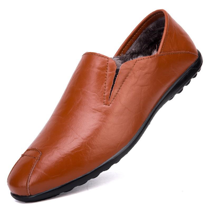 Men's Black Leather Slip-On Shoes – Breathable, Comfortable, Formal Business & Driving Shoes