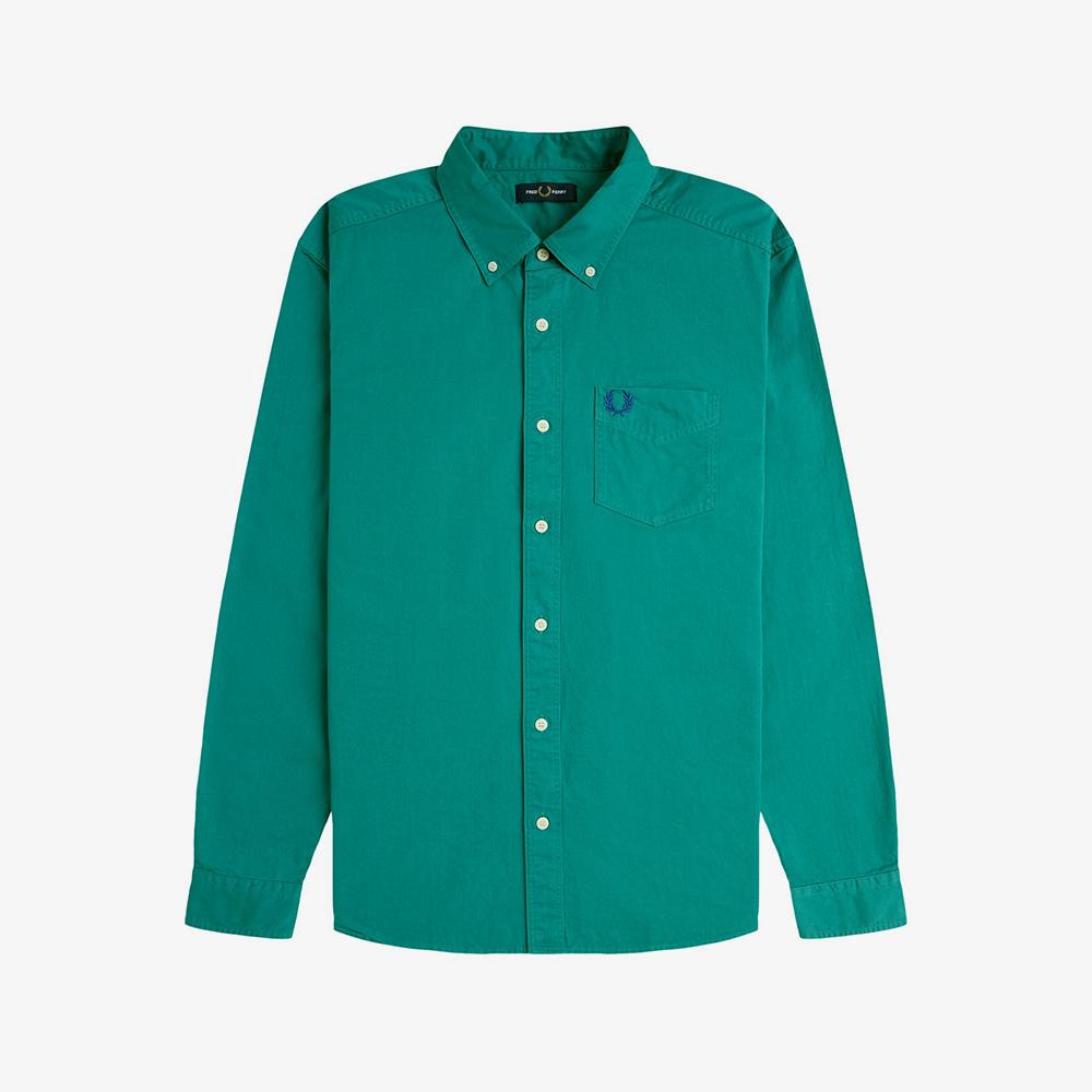 FRED PERRY [Sport] Relaxed Washed Twill Shirt - Deep Mint Afpm2612431-R35