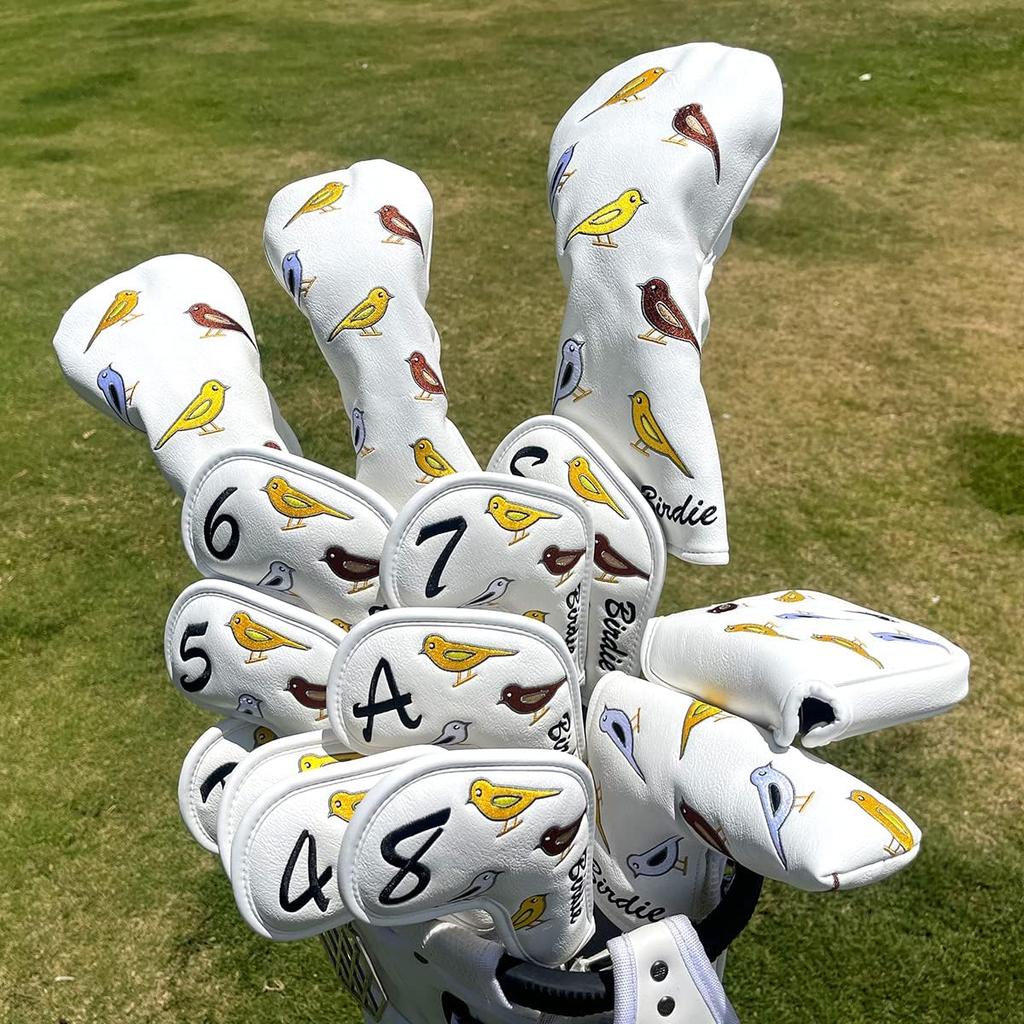 Golf Club Headcover Golf Birdie Birds Driver Fairway Wood Hybrid Wood Head Cover Golf Mallet Blade Putter Cover 3pcs 1pc for Golf Wood Club Head,