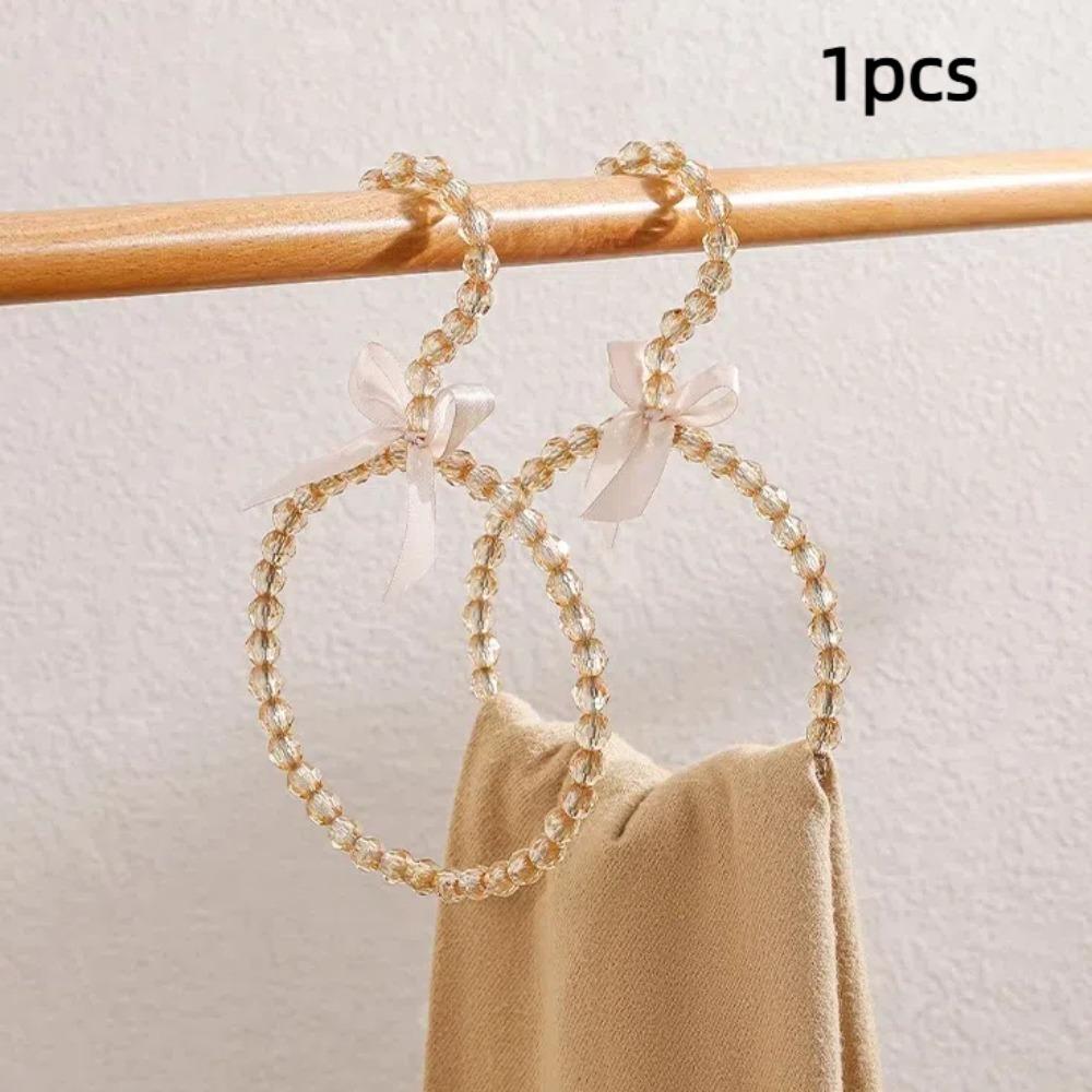 Imitation Pearl Beaded Bow Clothes Hanger Round Shape Scarf Ring Hanger Dress Hanger  Home