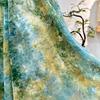 1yard Ocean Green Color Lace Tie-dye Flocking Fabric Burnout Jacquard Velour Cloth African Tulle Fabrics for Dress DIY Clothing