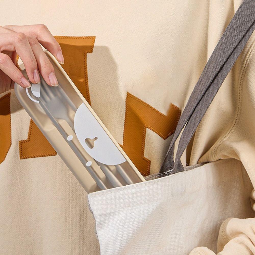 3 Pcs/Set with Storage Box Student Tableware Set Anti-slip Flateware Set Travel Cutlery Set  Camping