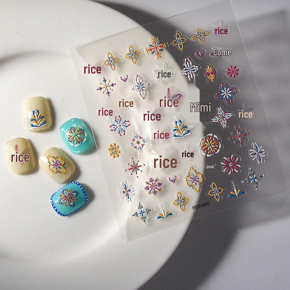 3D Bohemian Light Luxury Transparent Nail Art Stickers 2023