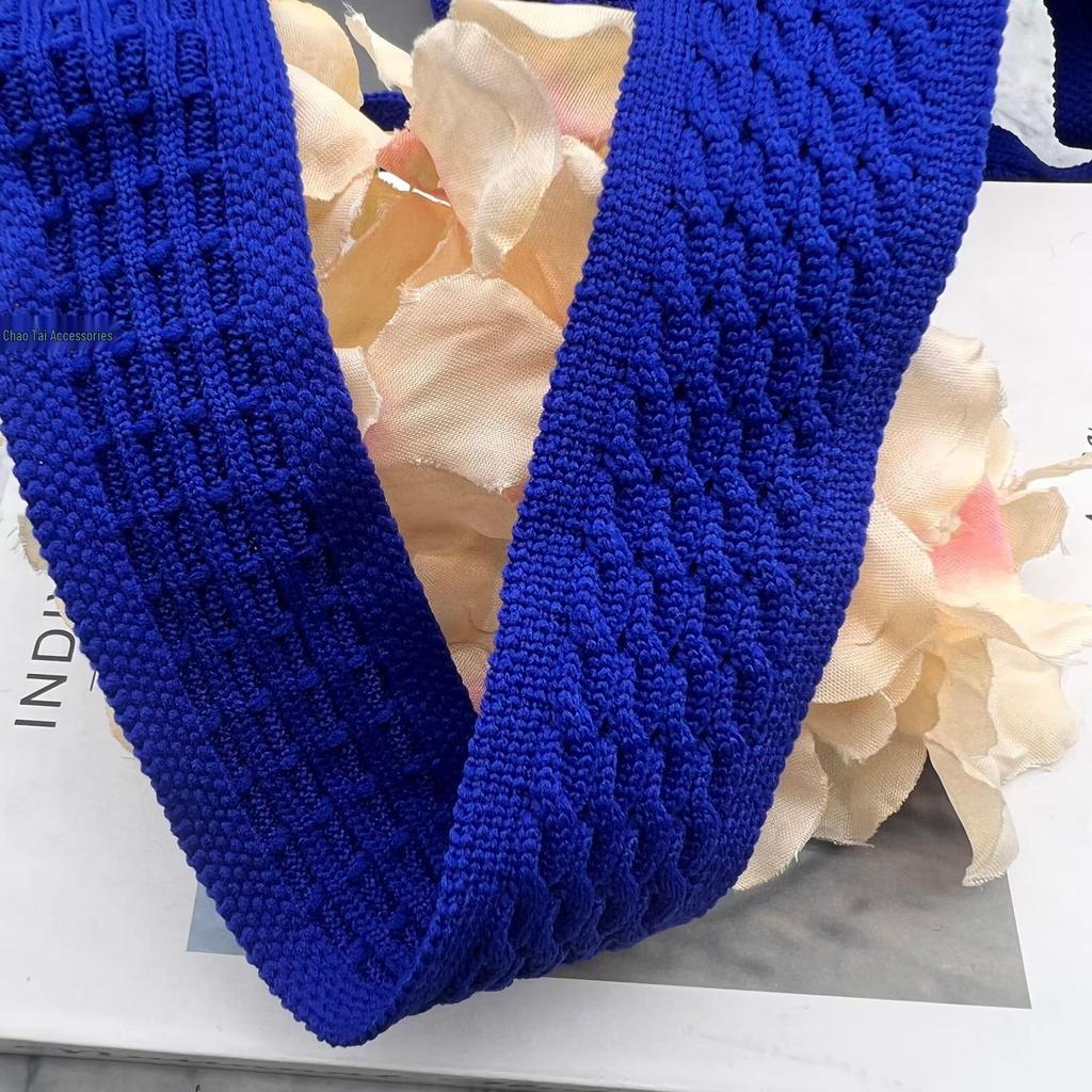 Soft, Elastic Knitted Tape with Widened Stripe for Clothing Accents and Decoration