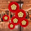 Chinese New Year Paper Fan Decor Chinese Wedding Red Paper Fan Hanging Ornament Crafts  Home Spring Festival Wedding Party Decor