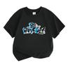 Kids Boys Girls 100% Cotton Crew Neck Short Sleeve T-Shirt, Stylish Graffiti New Water Printed Soft Breathable Casual Tees, Comfortable Summer Daily W