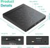 External CD DVD Drive with SD TF Slot & USB Ports, USB 3.0 Type-C Portable CD DVD +/-RW Drive Reader Burner Rewriter for Laptop