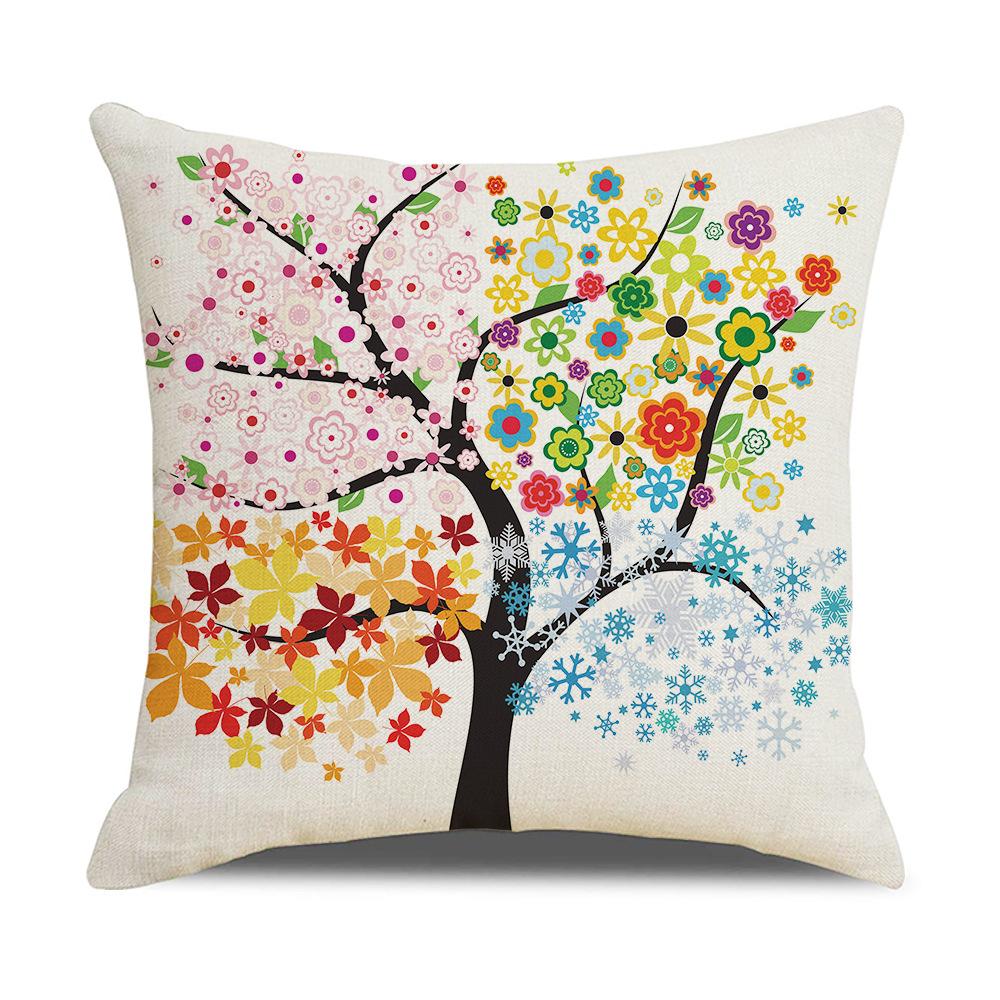New Household Products Oil Painting Love Tree Linen Pillowcase Gift Sofa Bedroom Cushion Waist Pillowcase