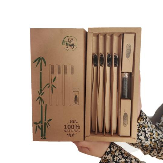 Green Travel Bamboo Charcoal Toothbrush Tooth Brush чёрный