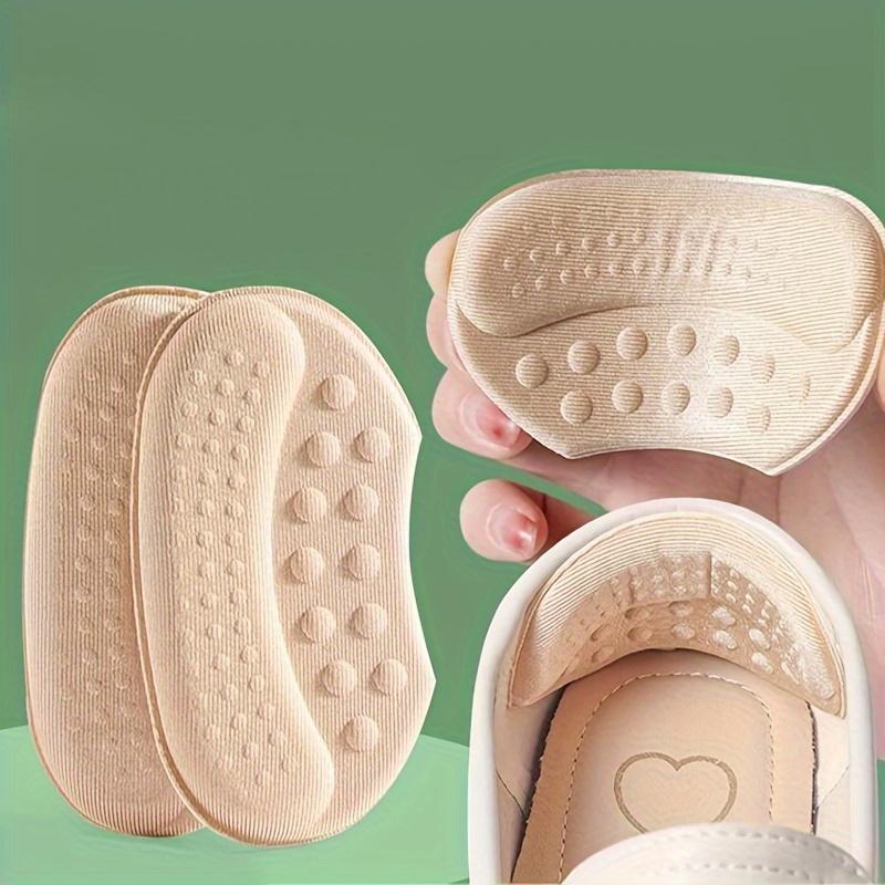 2 Pairs of 4 Pack Self-Adhesive Heel Pads, Beige, Black - Hypoallergenic Polyester, Anti-Slip and Anti-Blister Insoles for Too Large Shoes, Insoles