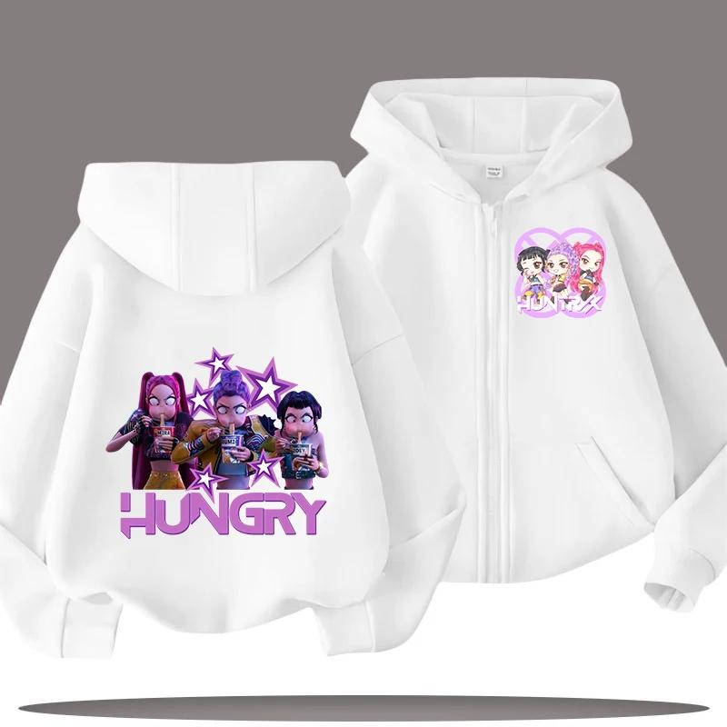 Funny Zip Up Sweatshirts Kpop Demon Hunters Hoodie Children Clothes Kid Girl Boy Sweatshirt Zipper Hoody Baby Casual Top