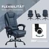 Massage Office Chair, 7 Vibration Points, Adjustable Footrest & Backrest, Up To 120 Kg, Leather Look, Blue