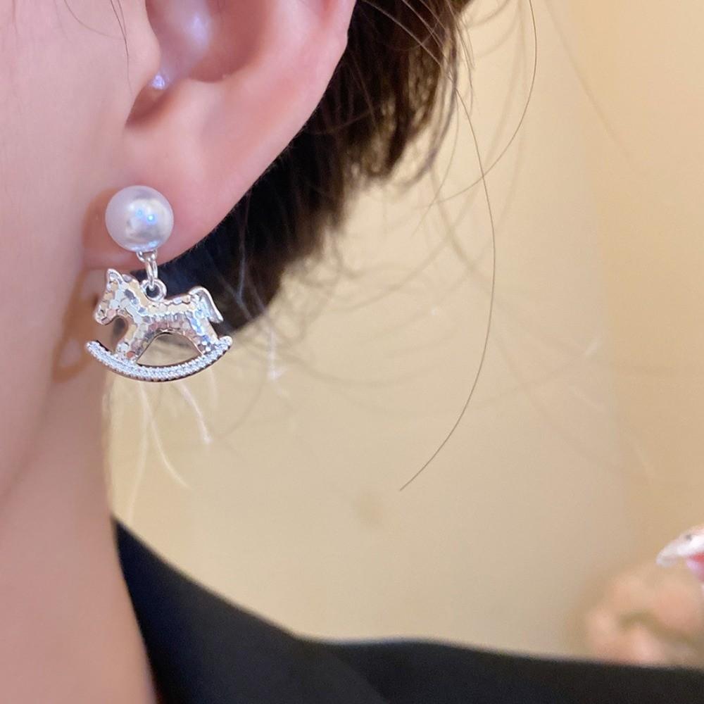 Fashion Jewelry Cartoon Horse Earrings Chinese Horse New Year Drop Earrings New Year Gift