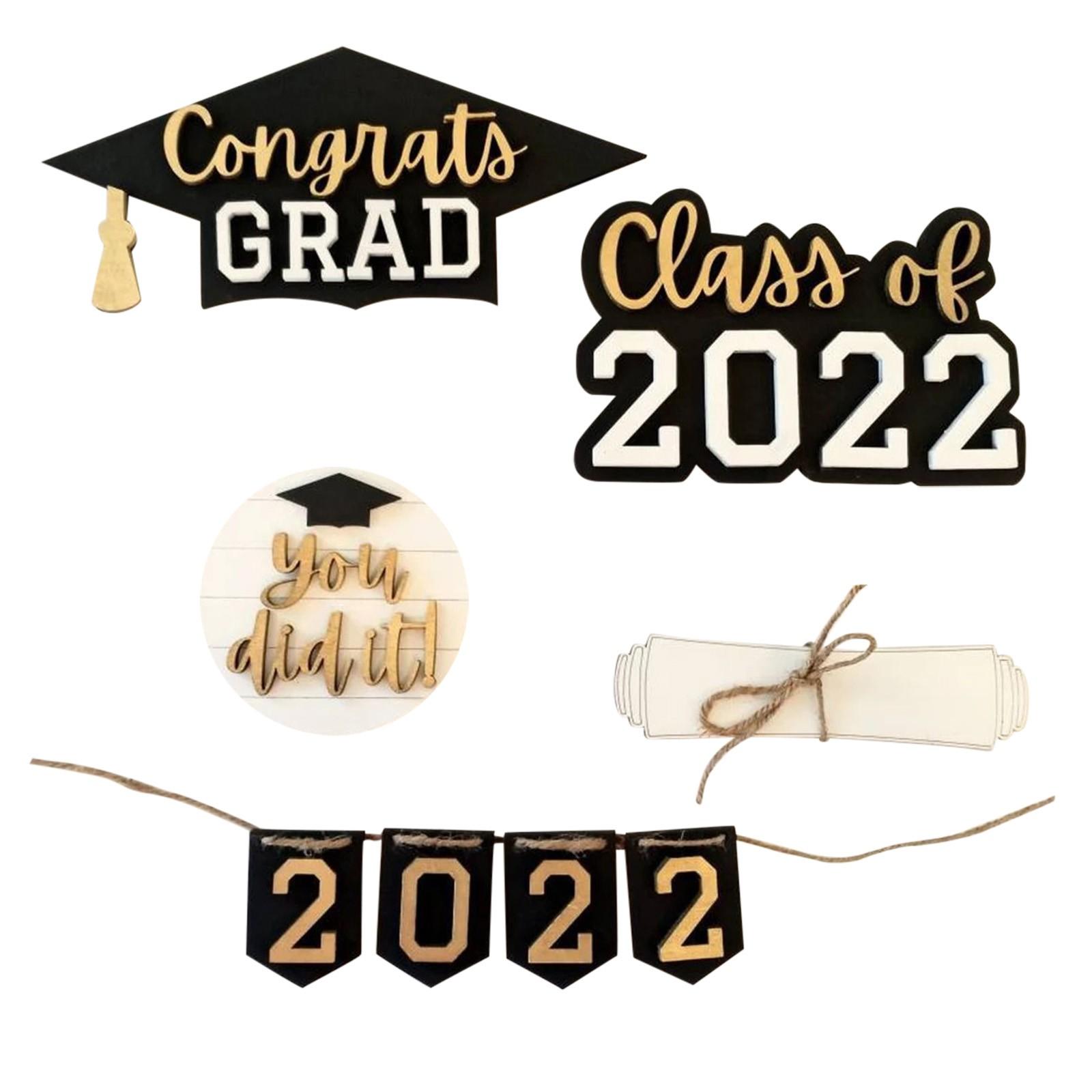 Graduation Tiered Tray Decorative Class Of 2022 Congratulations Graduation Wooden Tiered Tray Decorative Sign One Size
