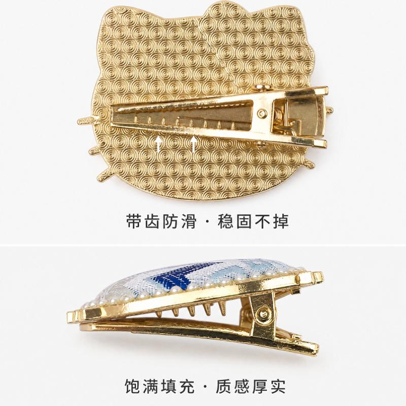 3Pcs Hair Clip Set, Zhuang Brocade Cat Shape Hairpin, Ethnic Woven Oriental Hair Accessory, 3 Patterns