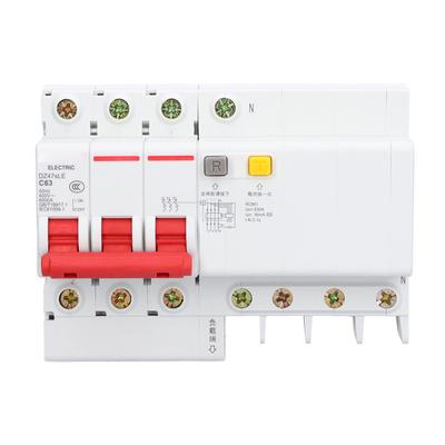 C63 Fehlerstrom-Schutzschalter 3P+N DIN-Schienenmontage für Heimtextilien 63A AC 400V