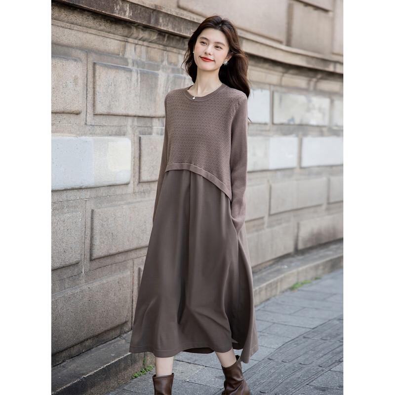 Mocana Plaid Patchwork Long Sleeve Midi Dress