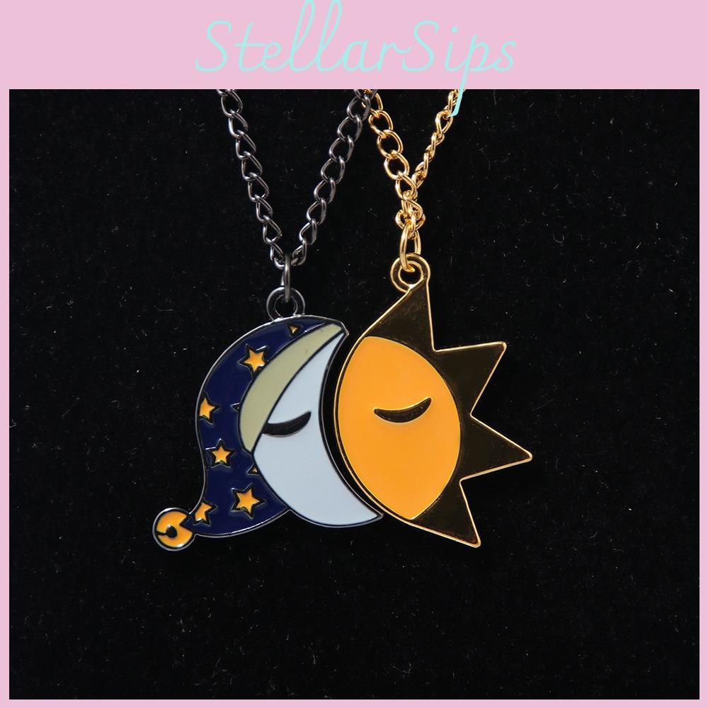 Moon And Sun Pendant Necklace With Alloy Material For Couples Casual Wear