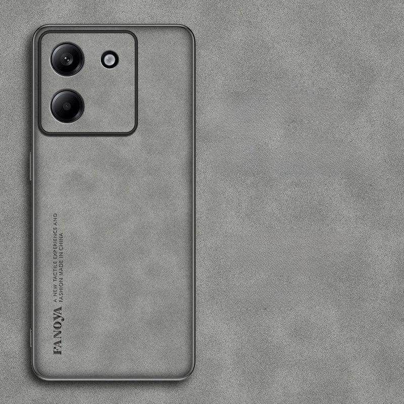 Kožené pouzdro z jehněčí kůže na telefon pro POCO M7 Pro X7 M6 Pro 4G 5G Matný nárazuvzdorný silikonový měkký zadní kryt
