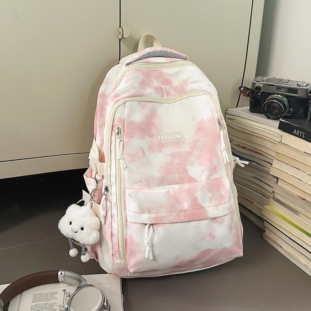 Schoolbag tie-dye schoolbag female high-value junior high school high school students large-capacity backpack primary school students 3rd to 6th grade