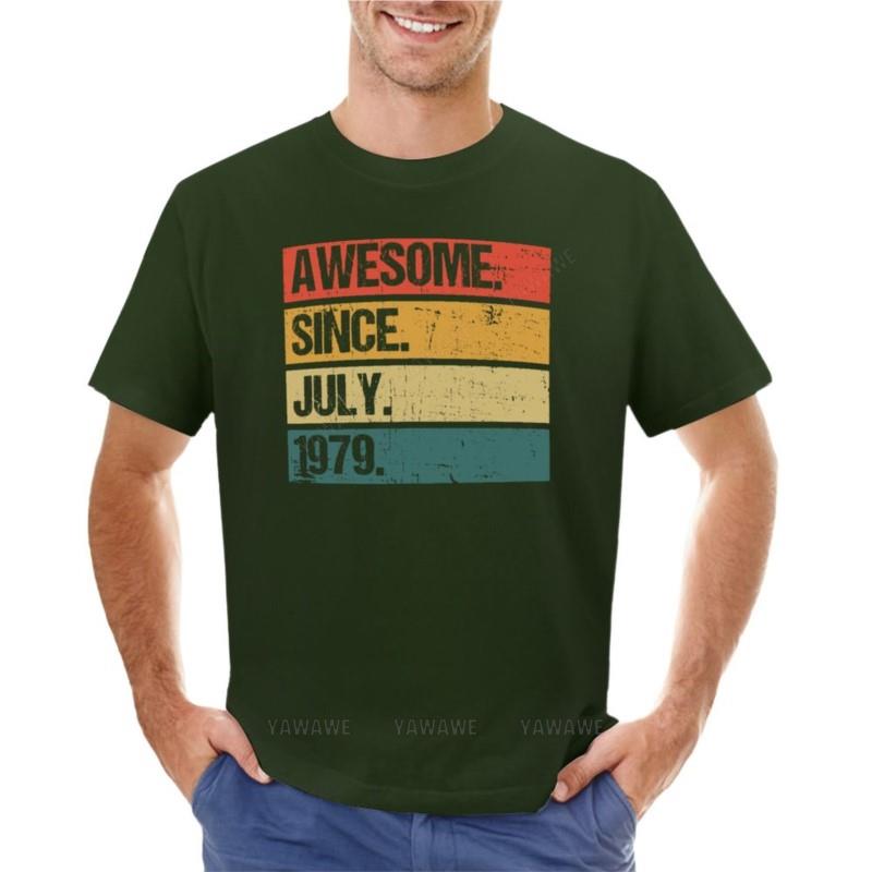 Awesome Since July 1979 | Made In 1979 | Vintage July 1979 T-Shirt Anime Men's T-shirts Man T-shirt Cotton Crew Neck Tshirt