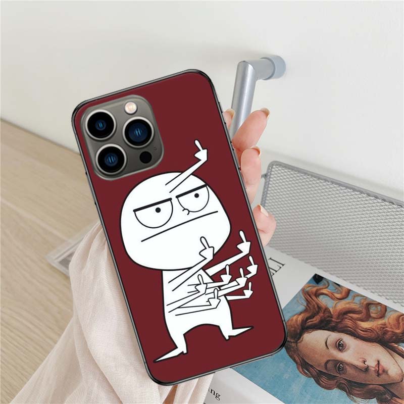 Funny Man Middle Finger Phone Case For Apple Iphone 16 15+ 17 Pro Max 14 Plus 16E Air 13 12 Mini Clear Cover Silicone Cute