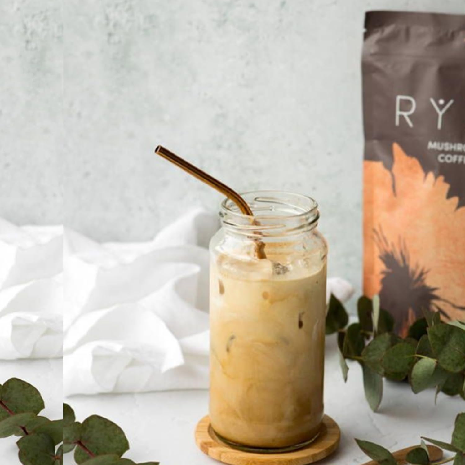 Mushroom Coffee, Instant Organic Mushroom Coffee with Cordyceps, Reish, King Trumpet, Shitake, Turkey Tail, Lions Mane for Energy, Focus, Positive