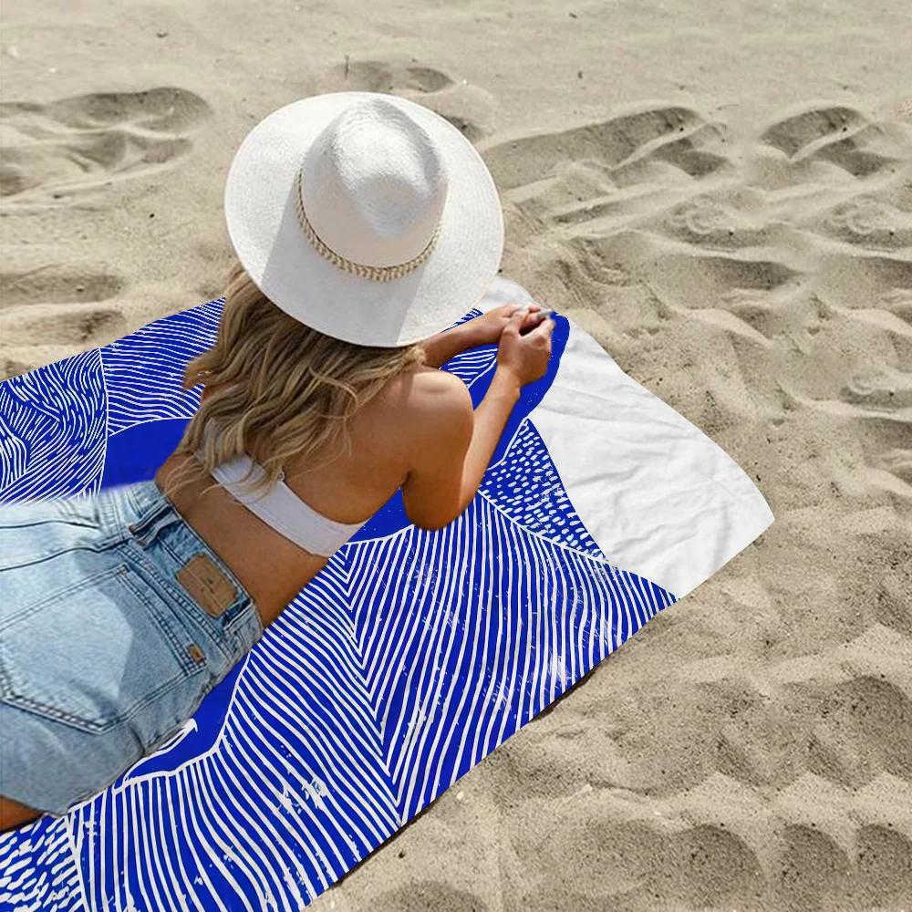 Abstract Line Face Microfiber Beach Towel Absorbent Quick Dry Soft Yoga Swimming Resort Mountain Climbing Towel