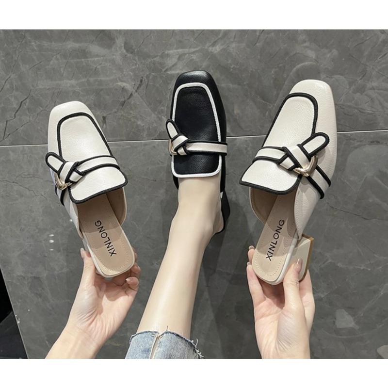 Fashion Shoes Soft Women's Slippers and  Sandals Mules Slides White Summer 2025 Outside Low Heel Korea Style Trend Casual Original