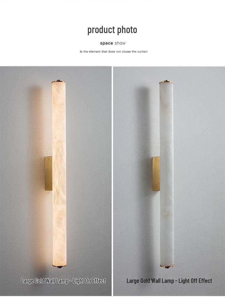 New Chinese Retro All-Copper Marble Wall Lamp - Luxury Bedside Lighting