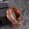 Vinterly Pure Copper Magnetic Rings Women Men Twisted Health Energy Finger Open Cuff Adjustable Jewelry High Magnet Resizable