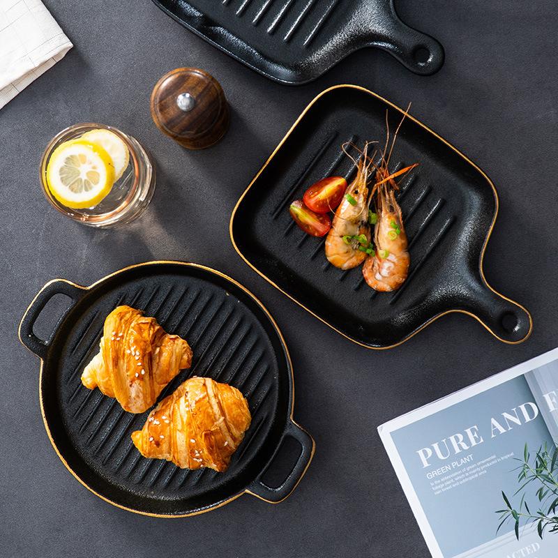 Japanese Amphora Baking Plate Anti-Scalding Hotel Restaurant Pasta Baking Plate Ceramic Gratin Plate Creative Frosted Plate