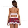 LADYSTA Women's Net Mini Skirt School Girl & Women’s White-Red Roleplay Costume -Freesize( S  M  L)