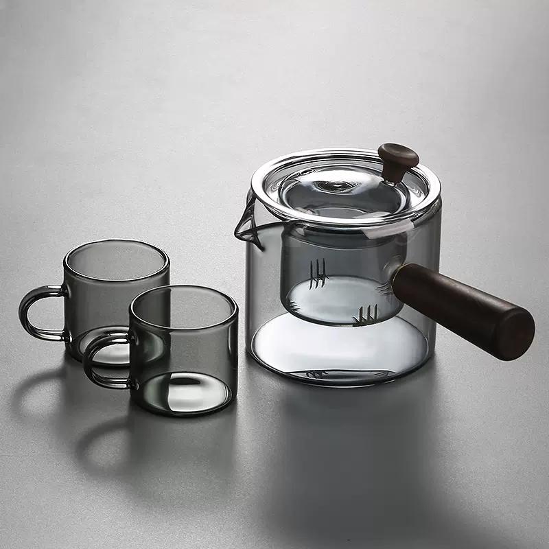 Ceainic de sticlă rezistent la temperaturi ridicate, cu conținut ridicat de siliciu și bor, pentru gătit acasă, poate fi încălzit, set de ceai în jurul aragazului, gătiți ceai