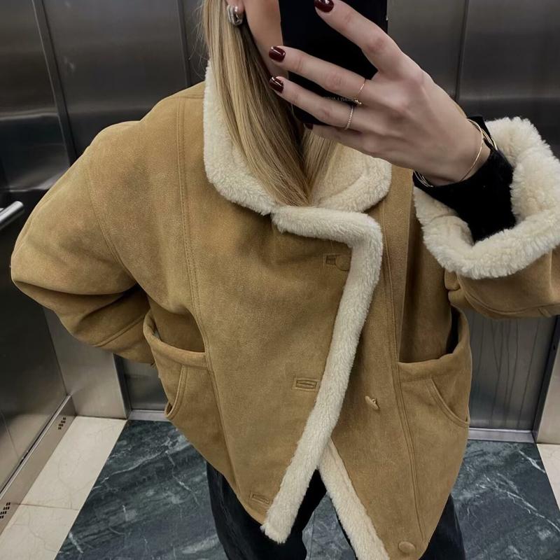 Women Coat Autumn and Winter New Women's Fashion Loose and Warm Retro Lamb Wool Coat