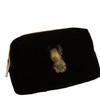 Large Capacity Youth Makeup Travel Clutch - Black Embroidered Handbag Pouch