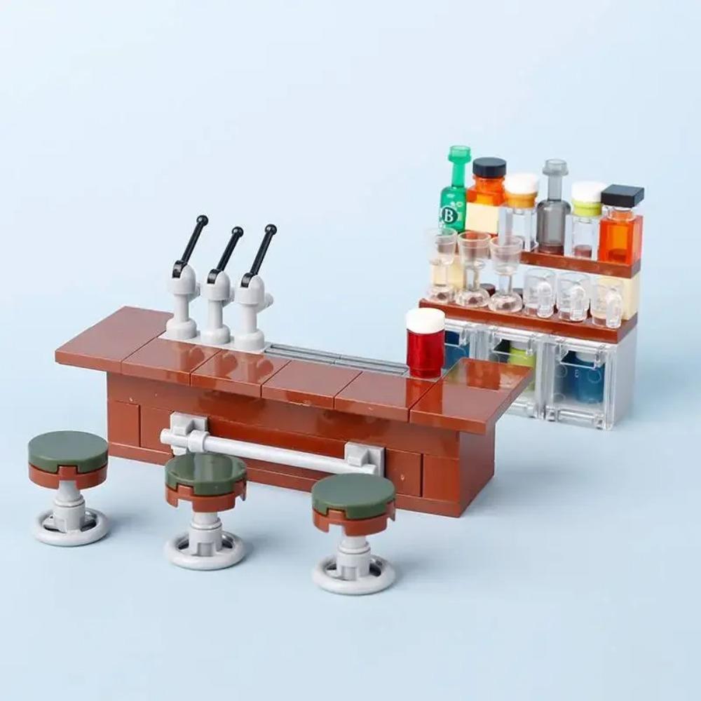 MOC Medieval Building Blocks Set Accessories Smithy Bedroom Table Bar Furniture Kitchen Assembly Boy Toy Mini Bricks K027 DIY