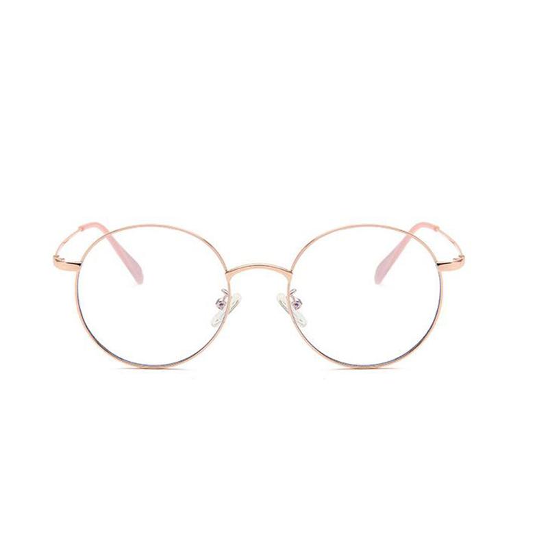 Metal Anti Blue Light Round Prescription Glasses for Women Men Students Myopia 0 to -6.0 Diopters