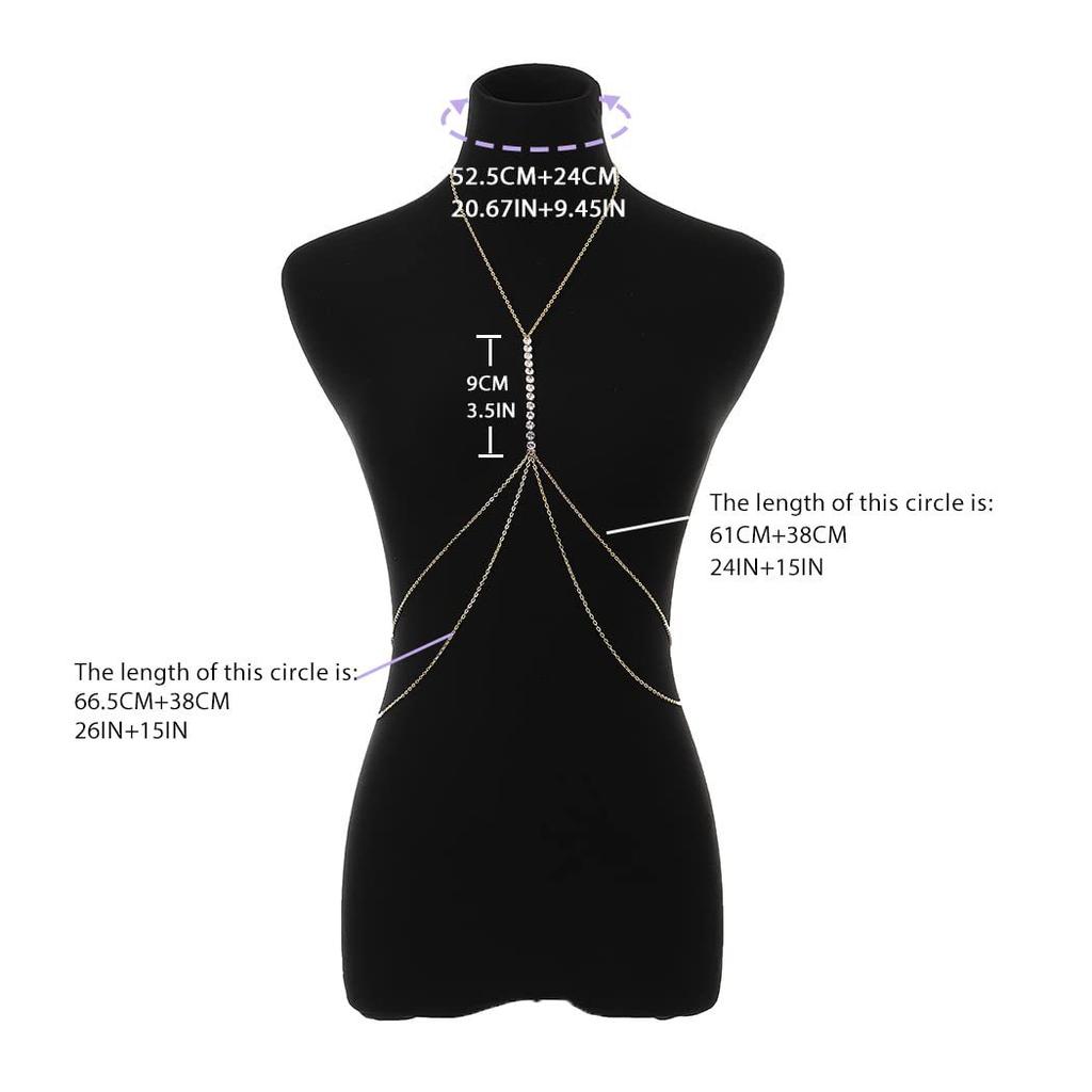 Shiny Sexy Chest Bra Chain Beach Bikini Hanging Neck Waist Ornament Women's Simple Rhinestone Embedding Body Chain Jewelry