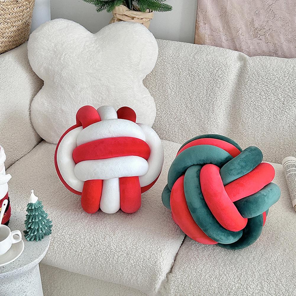 Knot Ball Throw Pillow Plush Soft Aesthetic Cushion Stress Relieving Decorative Two-Color Knotted Pillow for Sofa Bed Car Decor