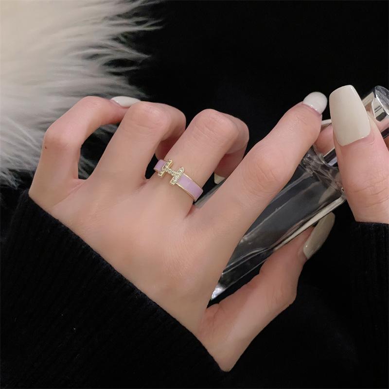 Leichter Luxus Premium Lila Tropfglasur Kürbis Offener Ring Mode Zeigefingerring Persönlichkeitsring Damen