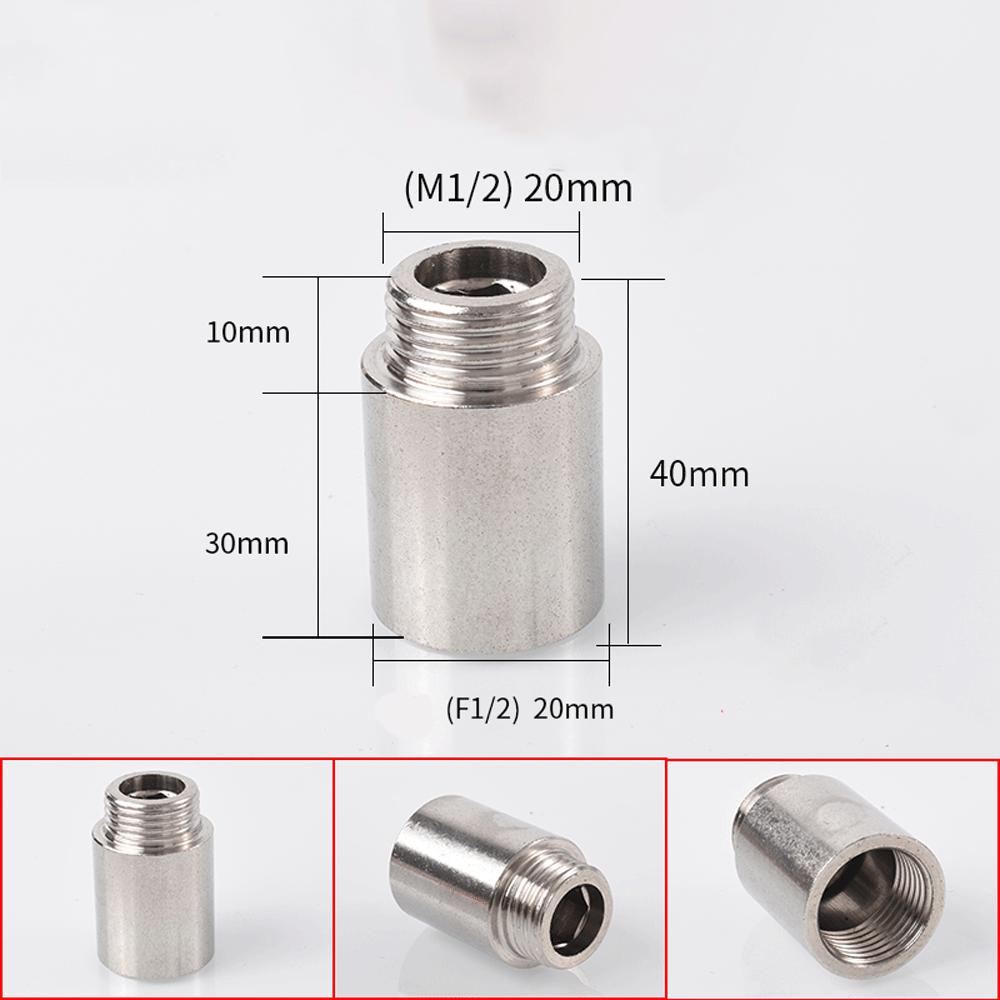 Brass 1/2 " Female To Male Stainless Steel Thickened Extension Joint Lengthened Hexagonal Extension Direct Chrome Plating Brass