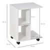 Side Table With Wheels C Shaped Sofa Table With Open Shelves For Living Room 45x35x58 Cm White