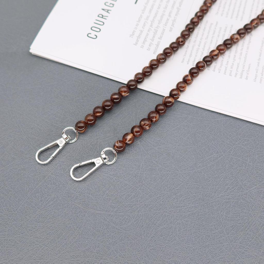 Two-tone Coffee Leopard Bee Print Chain Handbag with Crossbody Shoulder Strap