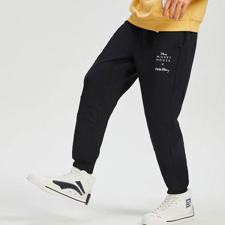 Li Ning X Disney Collaboration Sports Lifestyle Series Letter Print Jogger Pants Men Bottoms Black AKLR549-1